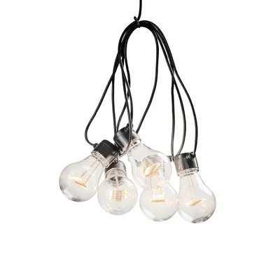 Produktbild von Konstsmide - LED Biergartenketten System Erweiterung Lichterkette, 10 klare Birnen / 80 warm weiße Dioden, Außen (IP44), schwarzes Kabel