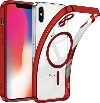 Immagine prodotto di Custodia per iPhone XS Max con protezione Magsafe e fotocamera, Magnetic Ultra Thin Clear Cover Case Rosso