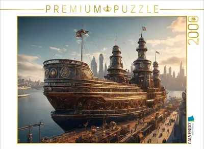 Produktbild von CALVENDO Puzzle Dampfschiff im Hafen | 2000 Teile Lege-Größe 90x67cm Foto-Puzzle für glückliche Stunden