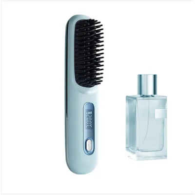 Produktbild von INF Kabellose 2-in-1 Haarglättungs- und Lockenbürste mit MCH-Keramikheizung, LCD-Anzeige und Type-C 35W-Ladung Blau