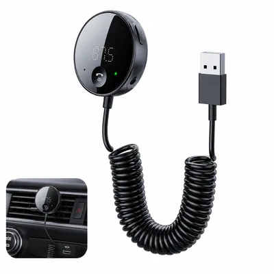 Produktbild von KFZ Bluetooth FM Transmitter, Auto Radio Adapter mit Freisprechen, USB Ladegerät, Bluetooth 5.0, 12V/24V Zigarettenanzünder für Musik