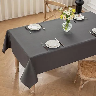Image de Nappe hydrofuge 140 x 220 cm, gris foncé, en polyester