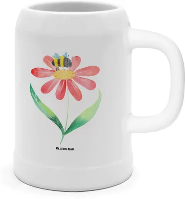 Produktbild von Mr. & Mrs. Panda Bier Seidel Hummel Blume - Weiß - Geschenk, Humpen, Tonkrug, Flauschig, Wespe, Hummeln, Krug, Steinbierkrug, Biene, Tiere
