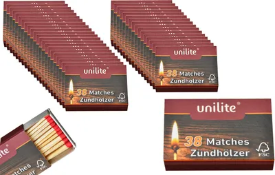 Produktbild von 60 Schachteln Unilite Zündhölzer Streichhölzer Zündholzschachtel Hölzer