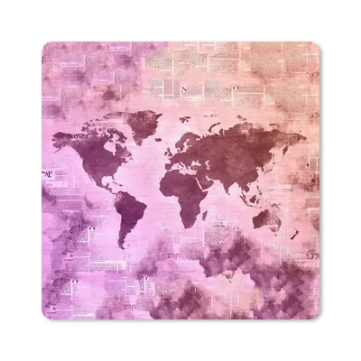 Produktbild von MuchoWow® Mauspad Mousepad Weltkarte - Rauchen - Zeitungen 20x20 cm - Mousepads - Maus Mat - Pad - Mausunterlage - Desk Mat - Bureauartikeln