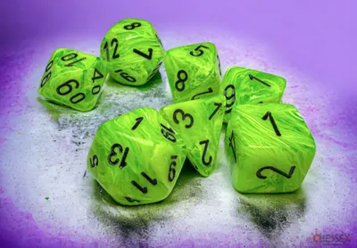 Produktbild von Chessex - Vortex - Mega 7-Die Set - Bright Green/Black