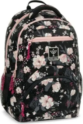 Immagine prodotto di ARS UNA Zaino scuola ergonomico Flowery Black - fiori, nero-rosa, per ragazze