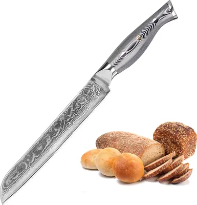 Zdjęcie produktu dla Nóż do chleba damasceńskiego 20 cm, 67-warstwowa stal damasceńska z pudełkiem prezentowym firmy WOLFCUT