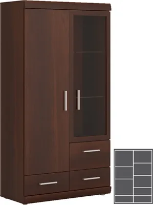 Produktbild von Vitrinenschrank Wohnzimmerschrank nussbaum imperial 80 cm