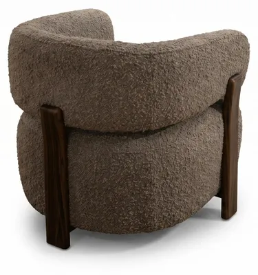 Productafbeelding van Moderne fauteuil, bruin, boucle stof, houten poten, design, comfortabele loungefauteuil