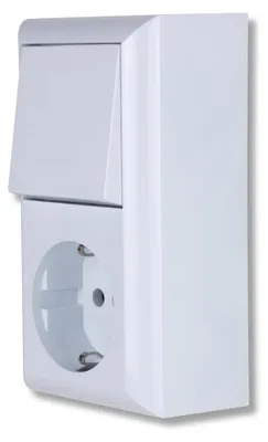 Immagine prodotto di Presa con interruttore a parete - Presa singola da superficie con deviatore - Bianco - Da 16 A a 230 V