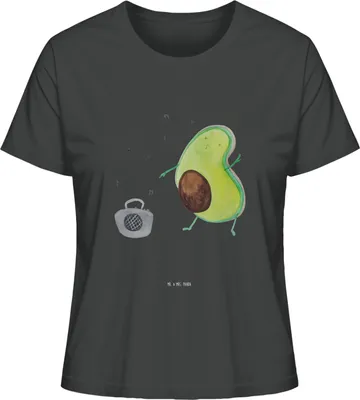 Produktbild von Mr. & Mrs. Panda Baumwoll T-Shirt Damen Avocado Tanzen Größe XL - Anthrazit - Geschenk, Singen, Oberteil, Sommershirt, für Frauen, Fröhlich, Musik, Party, Kurzarmshirt
