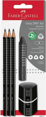Zdjęcie produktu dla FABER-CASTELL 580024 FABER-CASTELL GRIP 2001 Bleistift-Set B schwarz 1 Set