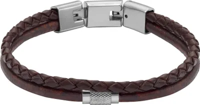 Produktbild von FOSSIL Armband All Stacked Up Multi-Row Leather Bracelet Brown dunkelbraun