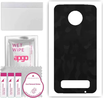 Produktbild von apgo Rückseite Schutzfolie, Skin, kompatibel mit Motorola Moto Z3 Play, Hinten Displayschutzfolie aus Vinylfolie, kratzfest, einfache Montage - Schwarzes Tarnmuster