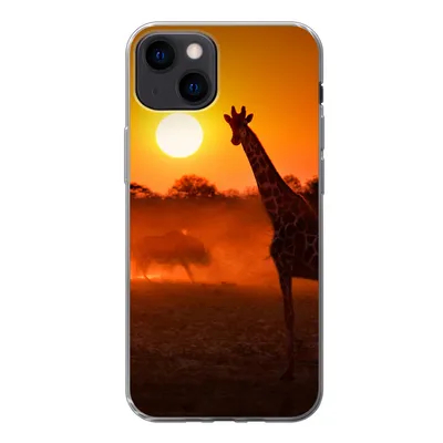 Produktbild von MuchoWow® Handyhülle Schutzhülle Hülle für iPhone 13 Giraffe - Sonne - Savanne Silikon Softcase Handy Hülle - Karteninhaber