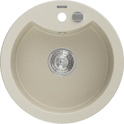 Zdjęcie produktu dla Mexen Diego zlewozmywak granitowy 1-komorowy 488 x 480 mm, beżowy, syfon chrom - 6512481000-69