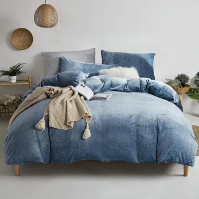 Immagine prodotto di Set di lenzuola invernali in pile, colore blu, dimensioni 220x240 cm, con 2 federe 80x80 cm