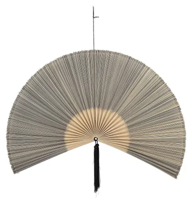 Wanddekor aus Bambus, schwarz, 145 x 72 cm, rund