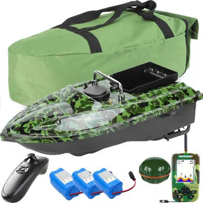 Produktbild von 500M RC Futterboote Camo Karpfenangeln Köderboot Fischerköderboot +Sonar Fischfinder+Handtasche+3 Batterien 5200mAh