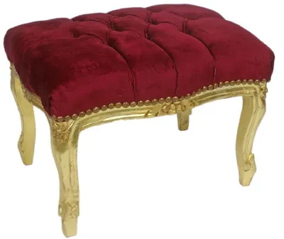 Immagine prodotto di Casa Padrino Sgabello barocco rosso bordeaux / oro 50 x 40 x H. 35 cm - Sgabello barocco fatto a mano con pietre scintillanti - Mobili in stile barocco