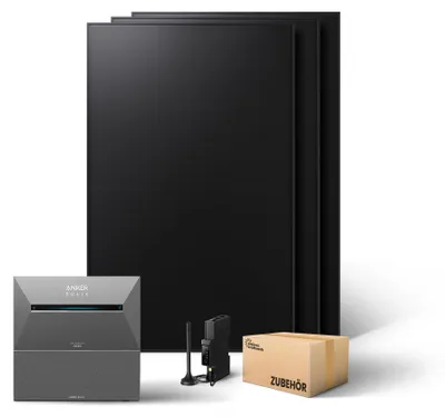 Produktbild von Kleines Kraftwerk 1440W Balkonkraftwerk ohne Halterung (bifazial) inkl. Anker Solarbank 3 + Zusatzbatterie – 0% MwSt – Solaranlage mit Speicher