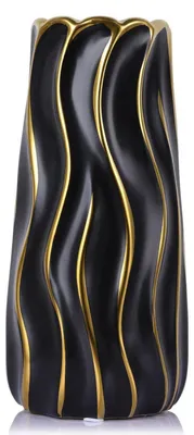 Immagine prodotto di Vaso in Vetroceramica, nero e oro, 24 cm, ideale per fiori e pampas
