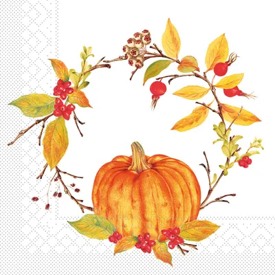 Produktbild von Tissue Serviette Kristina, 3-lagig, 33 x 33 cm, 100 Stück - Mank Kürbis Herbst