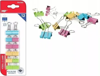 Image de Pinces de bureau colorées 12pcs