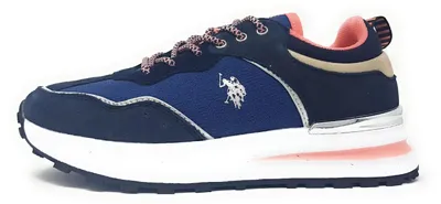 Immagine prodotto di Scarpe da ginnastica da donna US Polo, modello stringato, sportive, basse, colore blu, ideali per il tempo libero