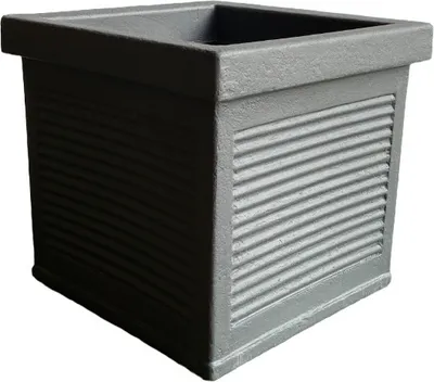 Produktbild von Garden Italia Vasen Vase für Pflanzen Quadro millerighe GQM Lato 32 cm hoch.27 cm Hergestellt in Italien aus anthrazitfarbenem Harz - Frostbeständig - Stoßfest Leichter Klassiker, 30