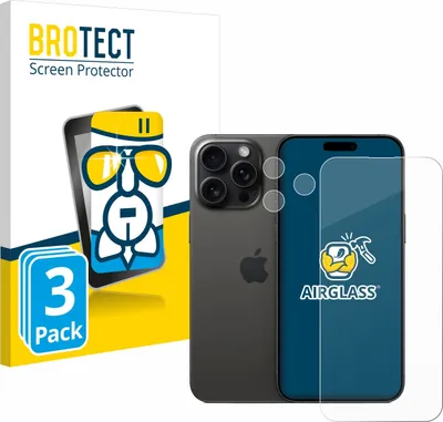Produktbild von 3x BROTECT Schutzglas für Apple iPhone 15 Pro Max (Display+Kamera) Schutzfolie Panzer Folie Glas Display Schutz klar