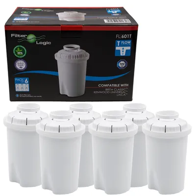 6 Filterpatronen kompatibel mit Brita Classic, reduziert Kalk & Chlor