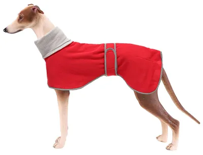 Hunde-Wintermantel mit Reflektorstreifen, Polyester-Fleece, L, rot
