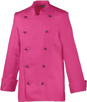Produktbild von Damenkochjacke Langarm, tailliert, Fb. hotpink, Gr. L : hot pink : 65% Polyester 35%Baumwolle 220 g/m² : L