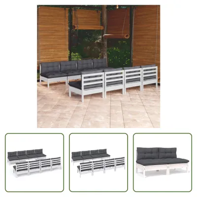 Produktbild von The Living Store 9-tlg. Garten-Lounge-Set mit Kissen Kiefer Massivholz