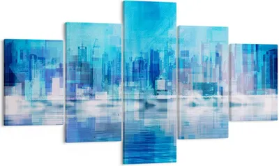 Produktbild von Bild auf Leinwand - Leinwandbild - Stadt Aussicht Wasser - 125x70cm - Wand Bild - Wanddeko - Leinwanddruck - Bilder - Kunstdruck - Wanddekoration - Leinwand bilder - Wandkunst - EA125x70-3488