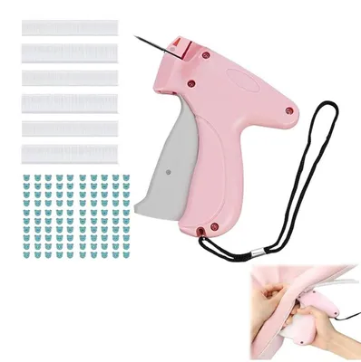 Produktbild von Schnellkleidungsfixer, Mini-Nähmaschine, Pistole für Kleidung, rosa, kompakt, ideal für schnelle Reparaturen und Anpassungen.