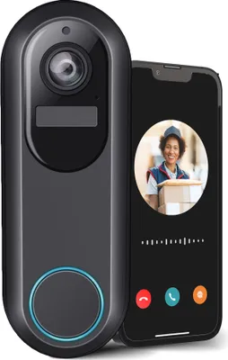 Produktbild von Weber Protect Video Türklingel mit Kamera | 180 Tage Akku, ohne Gebühren, Personenerkennung, FHD Video, SD Karte, WLAN, Smartphone