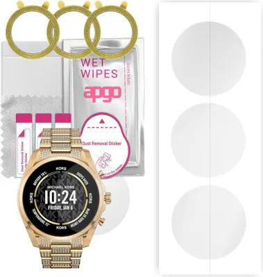 Produktbild von apgo 3 Stück Schutzfolie, klar, kompatibel mit Michael Kors MKT5136V Smartwatch, Hydrogel Displayschutzfolie mit Positionierhilfe, Displayfolie, robust und kratzfest