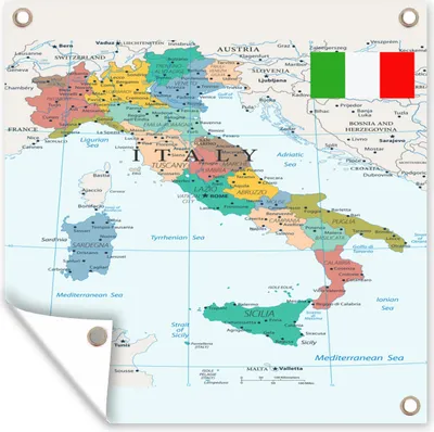 Obrázek produktu pro MuchoWow® Zahradní plakáty - Mapa Itálie - 100x100 cm - Zahradní dekorace