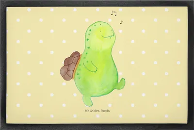 Produktbild von Mr. & Mrs. Panda Schmutzfänger Schildkröte Pfeifen 50 x 75 cm - Gelb Pastell - Geschenk, Trennung, fußmatte, Depression, Gummimatte, Schuhabstreifer, Fussmatte, Neuanfang