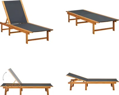 Produktbild von vidaXL Sonnenliege Massivholz Akazie und Textilene - Sonnenliege - Sonnenliegen - Gartenliege - Gartenliegen