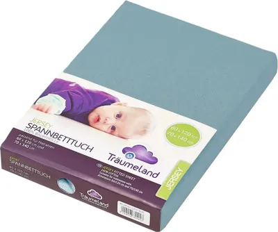 Produktbild von Träumeland Spannbetttuch Jersey 60 x 120 cm + 70 x 140 cm ozeanblau