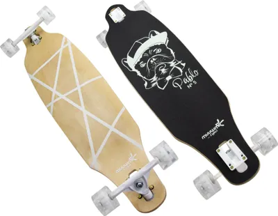 Immagine prodotto di muuwmi Lights Longboard GLOW Pablo mit LED-Rollen - Tavola ABEC 7 con funzione Glow in the Dark, design Bulldog francese