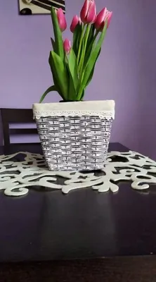 Produktbild von Polnix Keramik-Übertopt quadratisch grau 19x17 cm