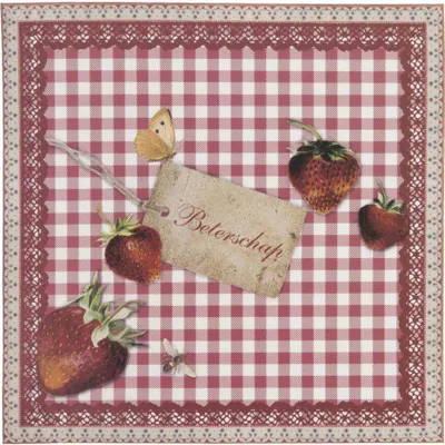 Produktbild von Clayre & Eef Genesungskarte Erdbeeren 13,5x13,5 cm rot niederländisch