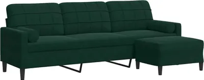 Obrázok produktu pre vidaXL 3-miestna pohovka s taburetkou Tmavo zelená 210 cm Velvet