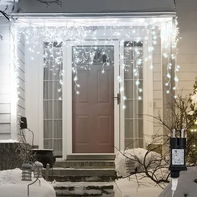 Zdjęcie produktu dla Yakimz 5m 200 LED kurtyna lodowa kurtyna świetlna lampki choinkowe lampki choinkowe na zewnątrz impreza ogród dekoracja świąteczna zimna biel