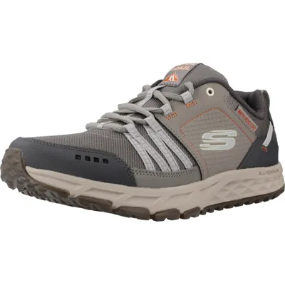Produktbild von Skechers Escape Plan, robuste Herren Leder und Mesh Sneakers, Sportschuhe in grau, Water Repellent, griffige Skechers Laufsohle